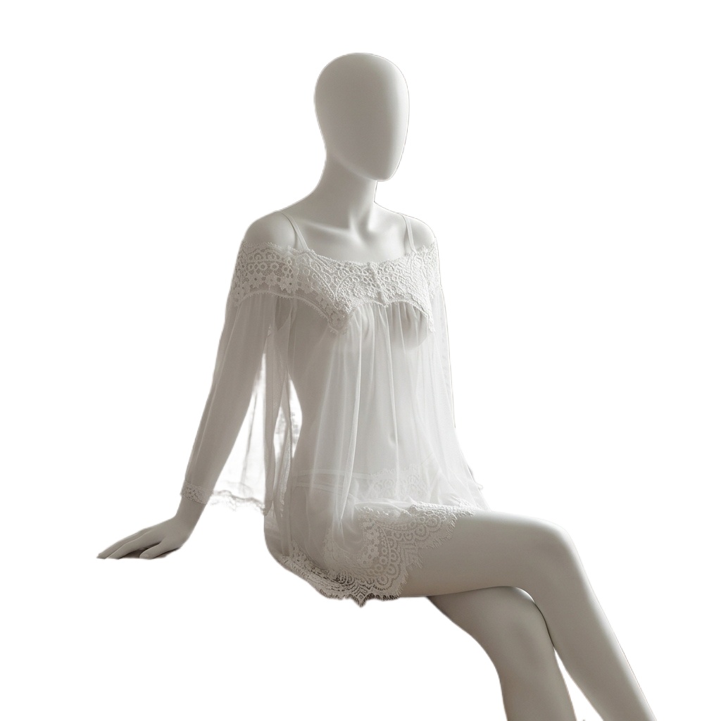Babydoll Chemise Night - Damska czarna bielizna typu babydoll z