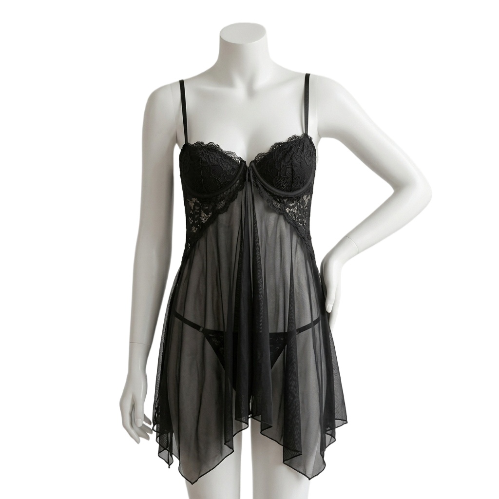 Babydoll Chemise Night - Damska koronkowa bielizna w stylu babydoll,